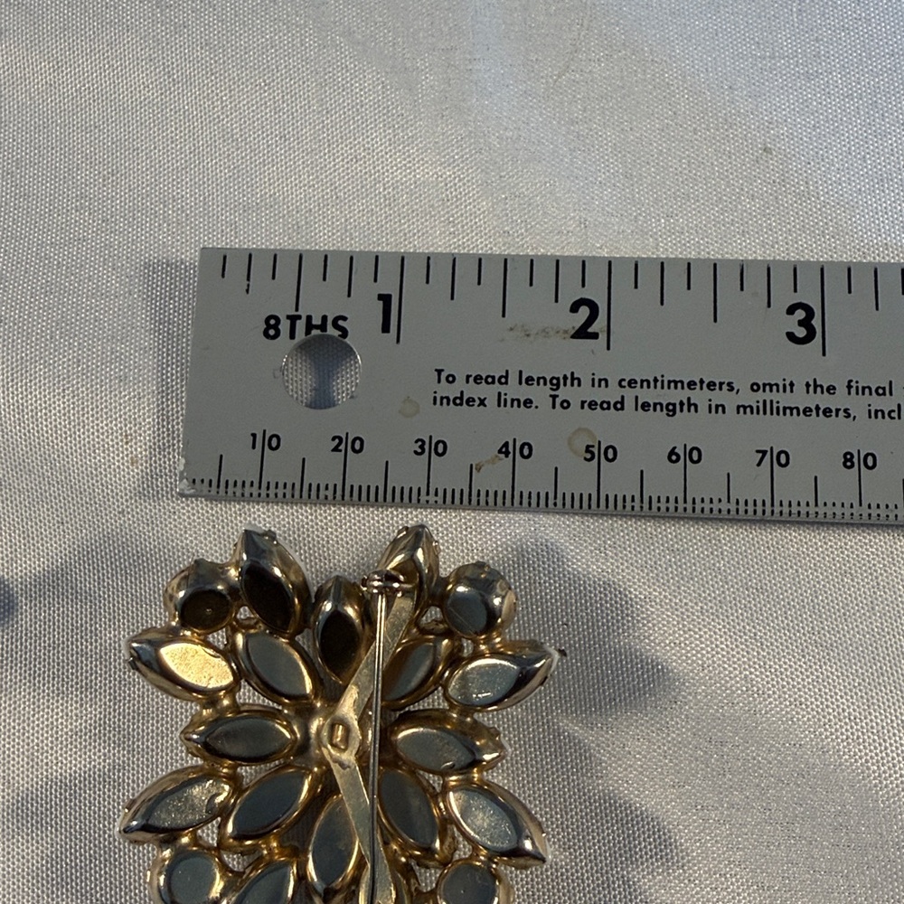 Vintage Milk glass White & AB Iridescent Brooch GUC 2” - Picture 10 of 11